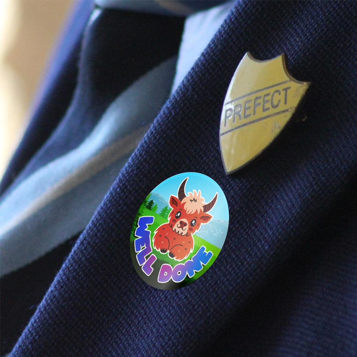 144 Highland Cow Praise Words 30mm Reward Stickers for Schools, Teachers and Parents