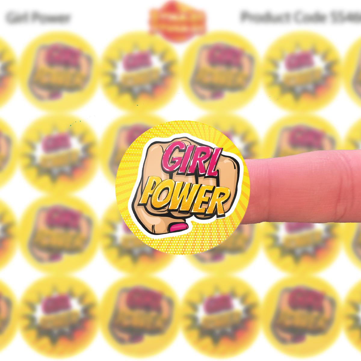 144 Girl Power 30mm Children's Reward Stickers for Teachers or Parents and Party Bags
