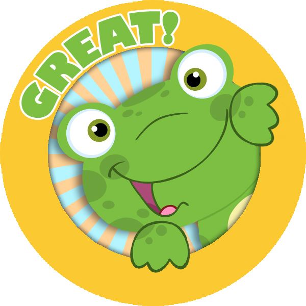 144 Fun Frogs Praise Words 30mm Stickers for Teachers, Parents and Party Bags