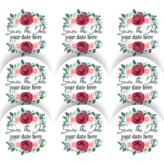 144 Save The Date Personalised 30mm Glossy Stickers Invitation Favours Labels