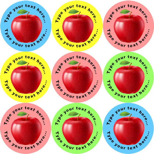 144 Apples Personalised 30mm Reward Stickers for School Teachers, Parents and Nursery