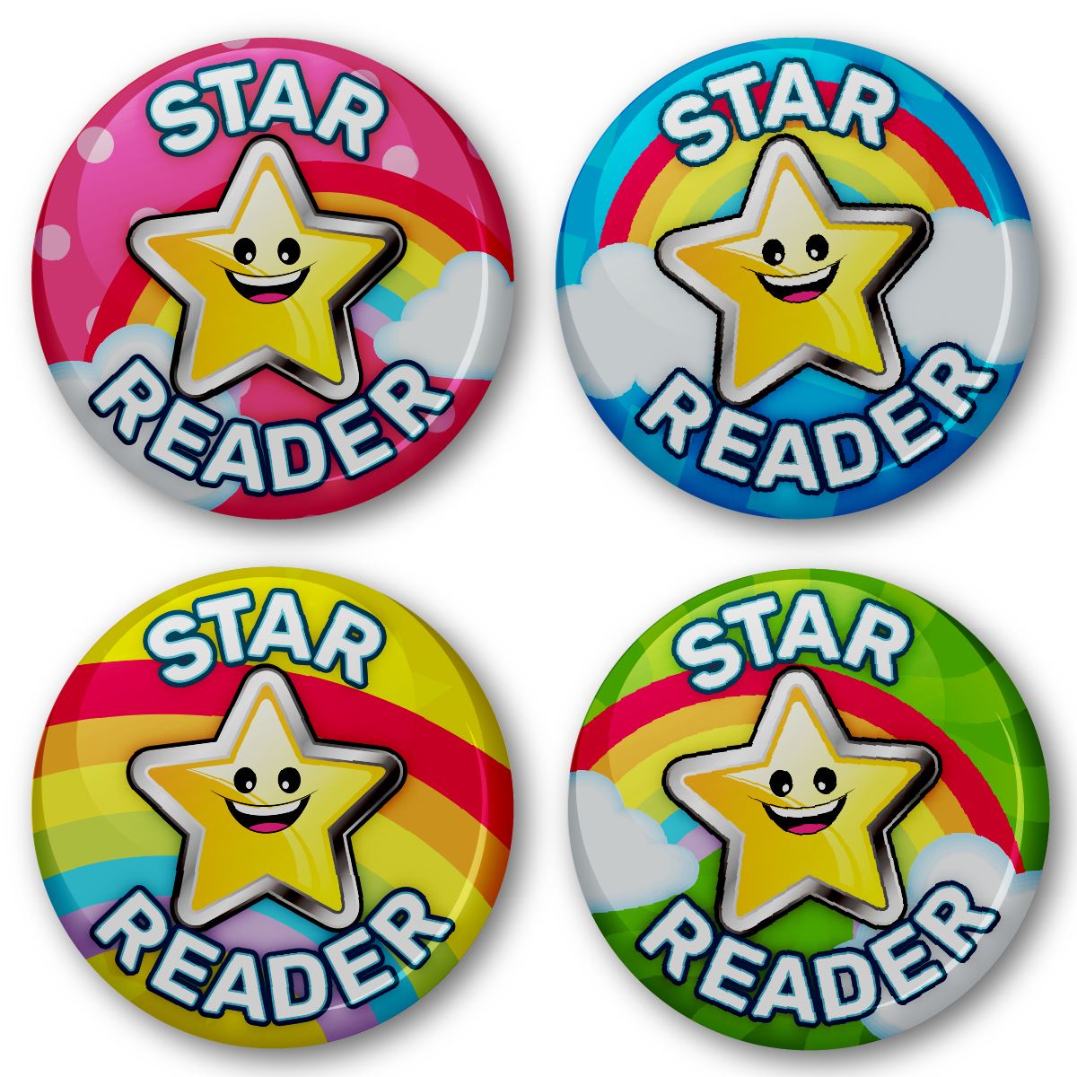 Star Reader Reward Button Badges (Pack of 20 Pin Badges - 38mm)