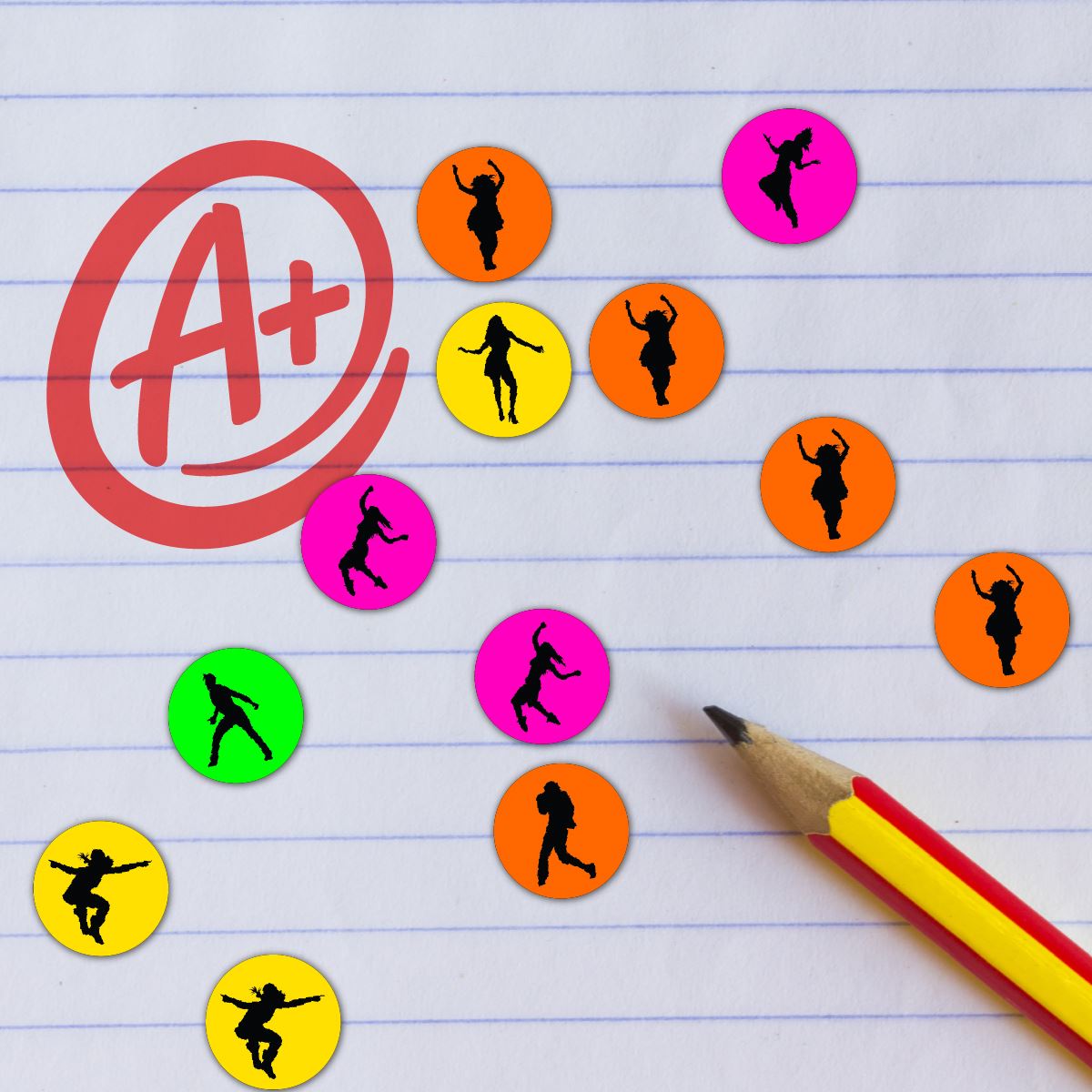 900 Colourful Mini Dance 10mm Glossy Teacher Reward Stickers Spot Stickers Journal Stickers