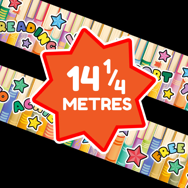 Reading Books and Quotes Classroom Trimmers 14.25m long Notice Board Book Day Display Borders