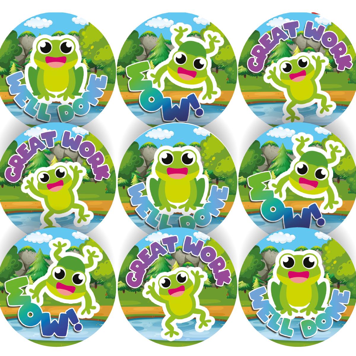 144 Hoppy Frogs Praise Words 30mm Reward Stickers for Schools, Teachers and Parents