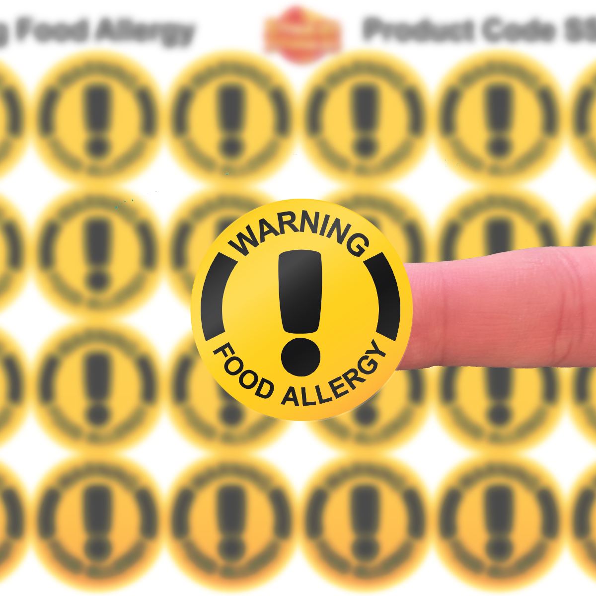 144 Warning Food Allergy - 30mm - Glossy Food Label Stickers