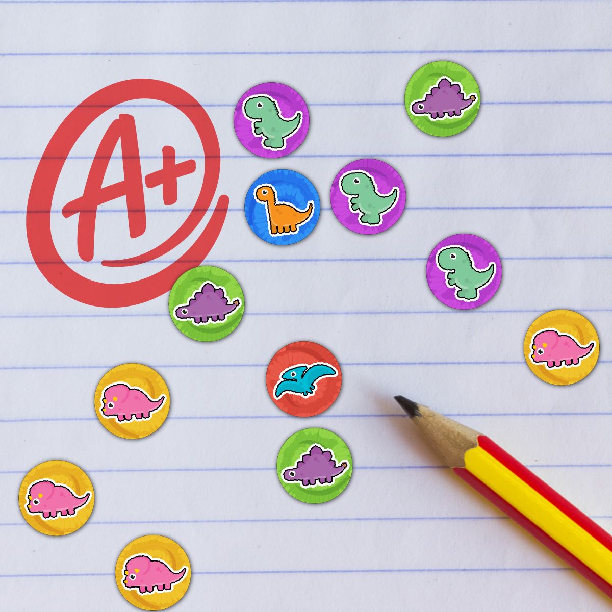 900 Mini Dinosaur 10mm Spot Stickers for School Teachers and Planners