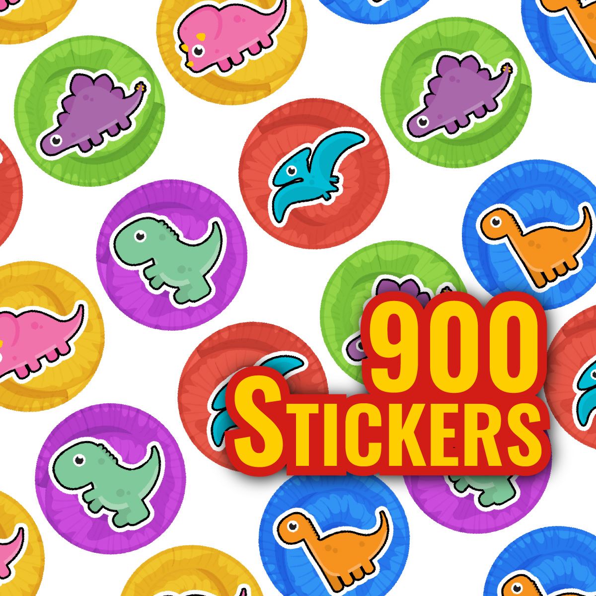 900 Mini Dinosaur 10mm Spot Stickers for School Teachers and Planners