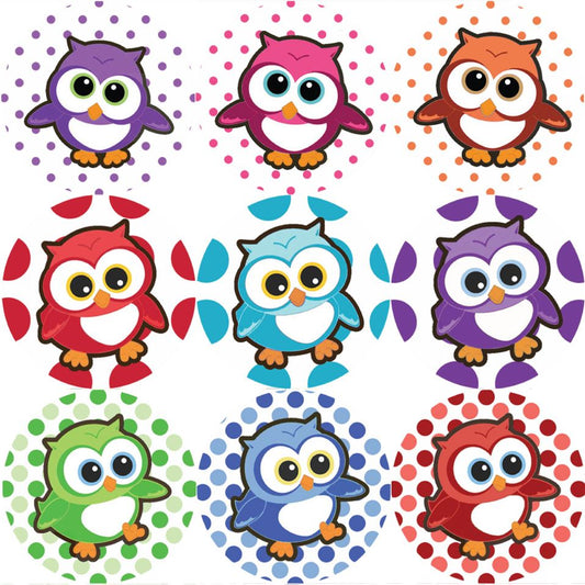 144 Adorable Owls 30mm Children's Reward Stickers for Teachers or Parents