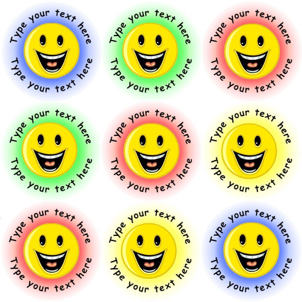 144 Personalised Happy Smiles 30mm Reward Stickers for School Teachers, Parents and Nursery