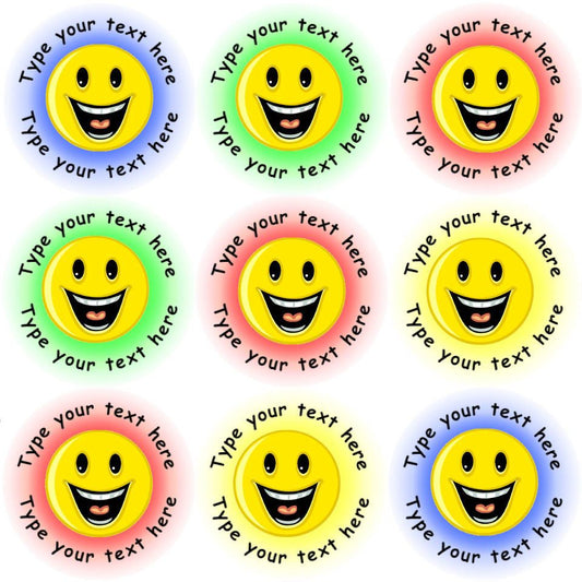 144 Personalised Happy Smiles 30mm Reward Stickers for School Teachers, Parents and Nursery