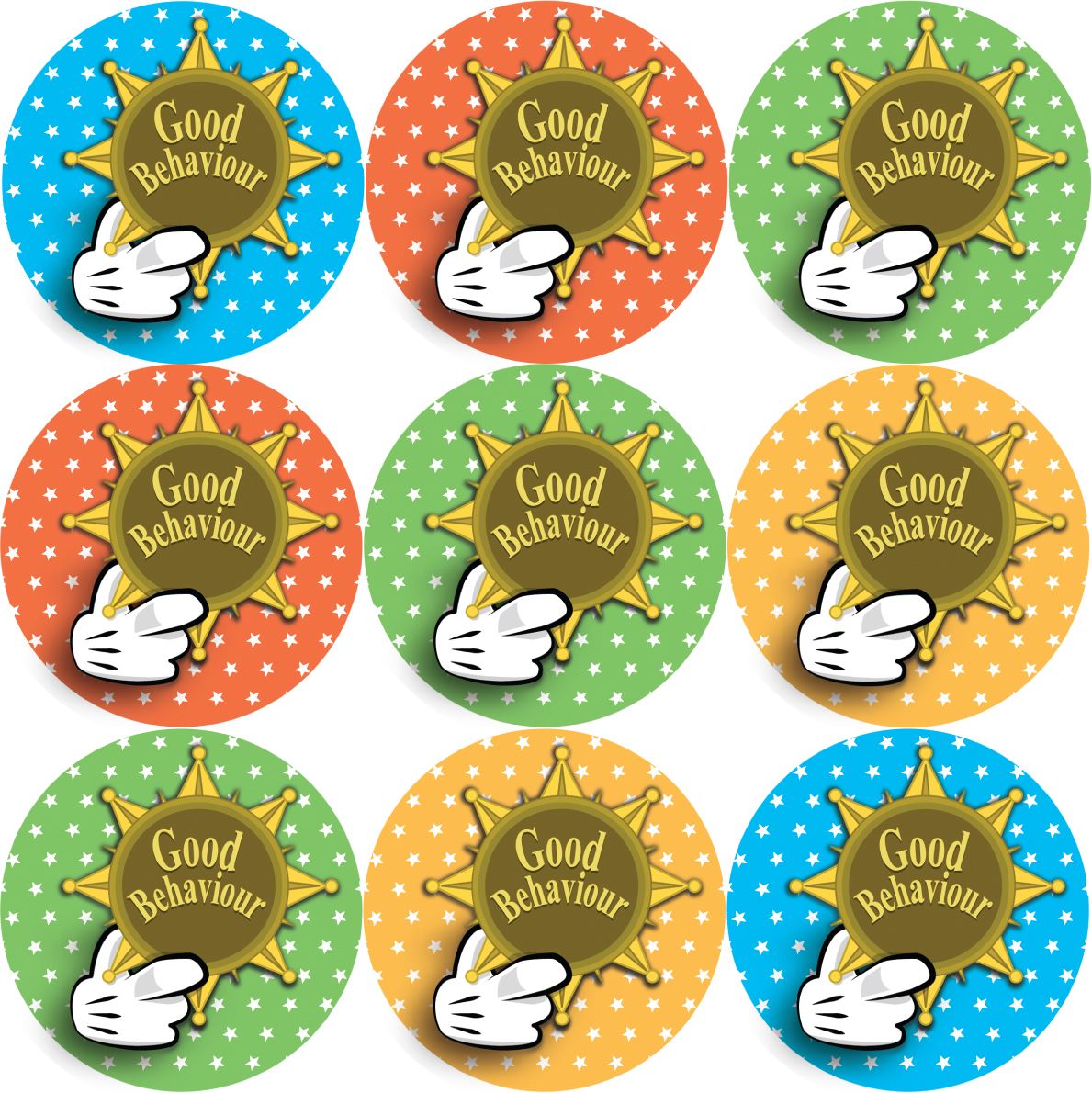 144 Good Behaviour 30mm Stickers for School Teachers, Parents and Nursery