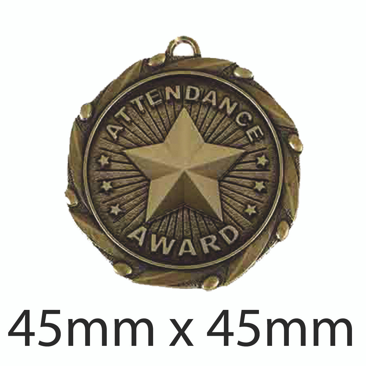 Sticker Stocker - Attendance Award Medal with FREE Ribbon and Certificate 45mm Metal