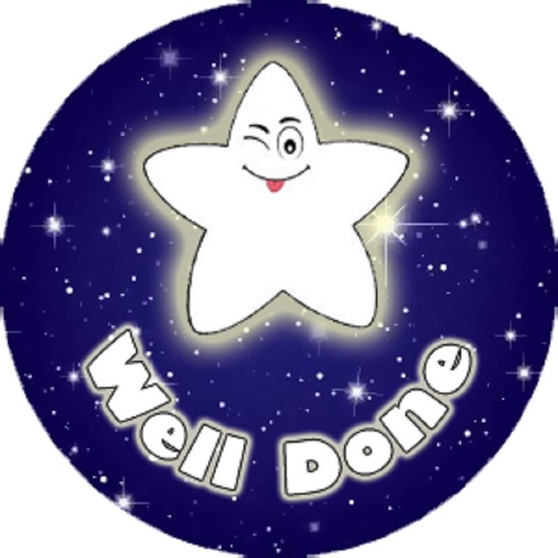 144 Night Star Praise Words 30mm Children's Reward Stickers for Teachers or Parents