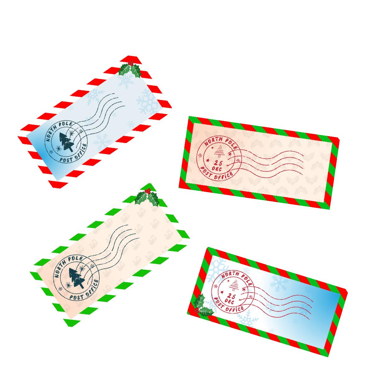 72 North Pole Santa Stamp Labels, Christmas Stamp 60mm x 28mm