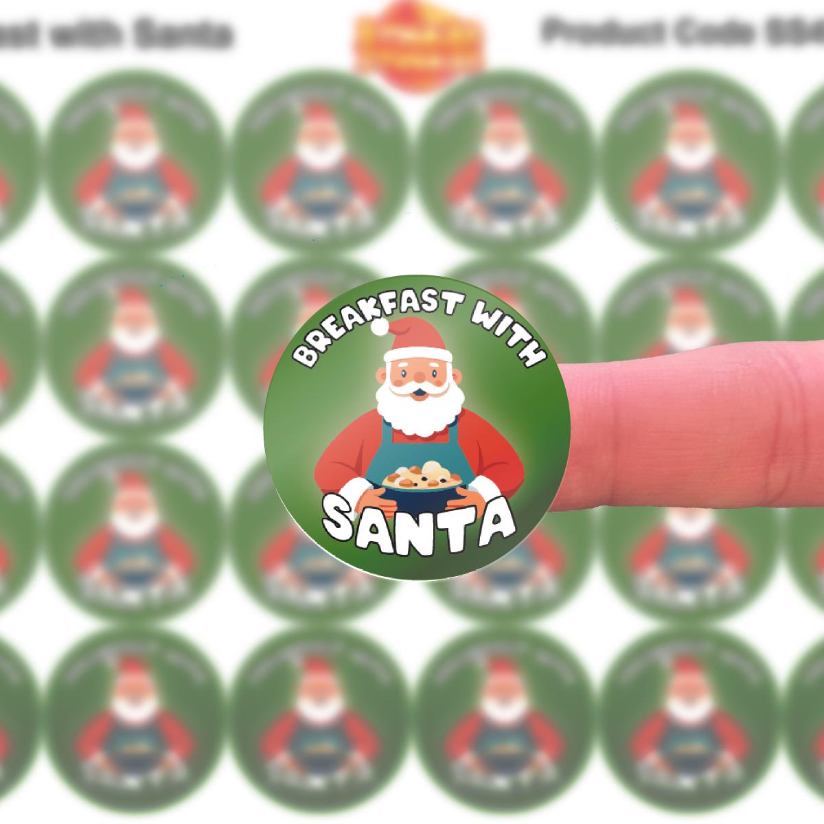 144 Breakfast with Santa 30mm Reward Stickers for School Teachers, Parents and Nursery