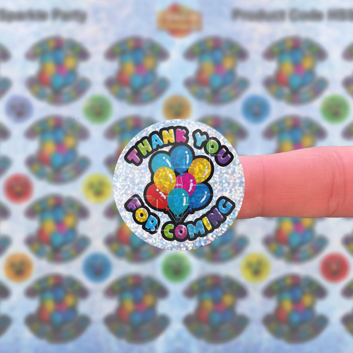 96 Sparkle Party Birthday Stickers 30mm + 60 Free Sparkle Smiles Reward Stickers for Teachers, Parents and Schools