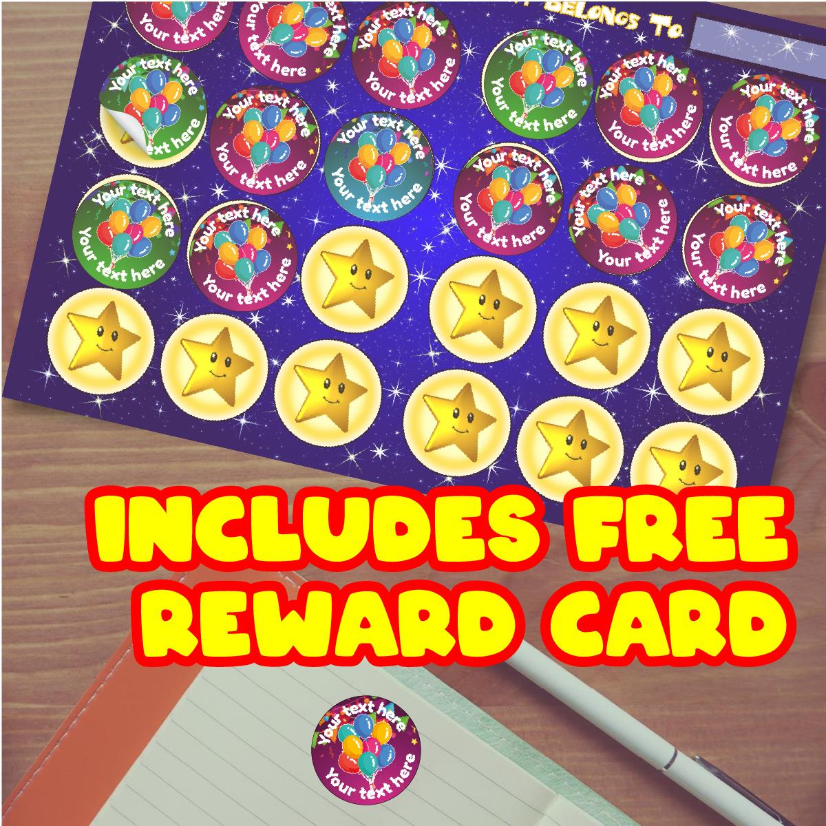 144 Personalised Birthday Balloons 30mm Reward Stickers for School Teachers, Parents and Nursery