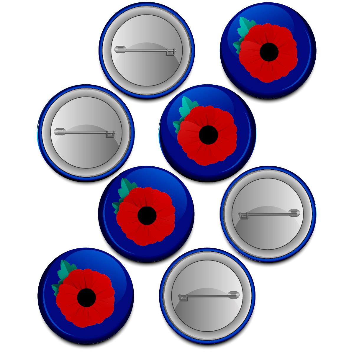 Red Poppy Lest We Forget Remembrance Badge 38mm (Pack of 20 Pin Badges - 38mm)