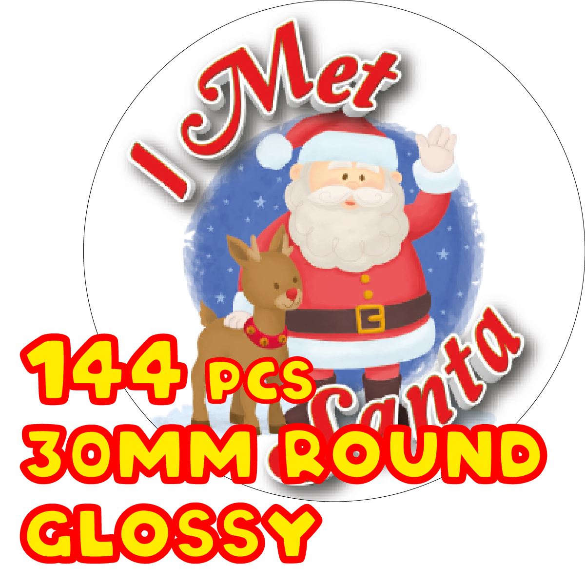 144 I Met Santa 30mm Glossy Christmas Reward Stickers