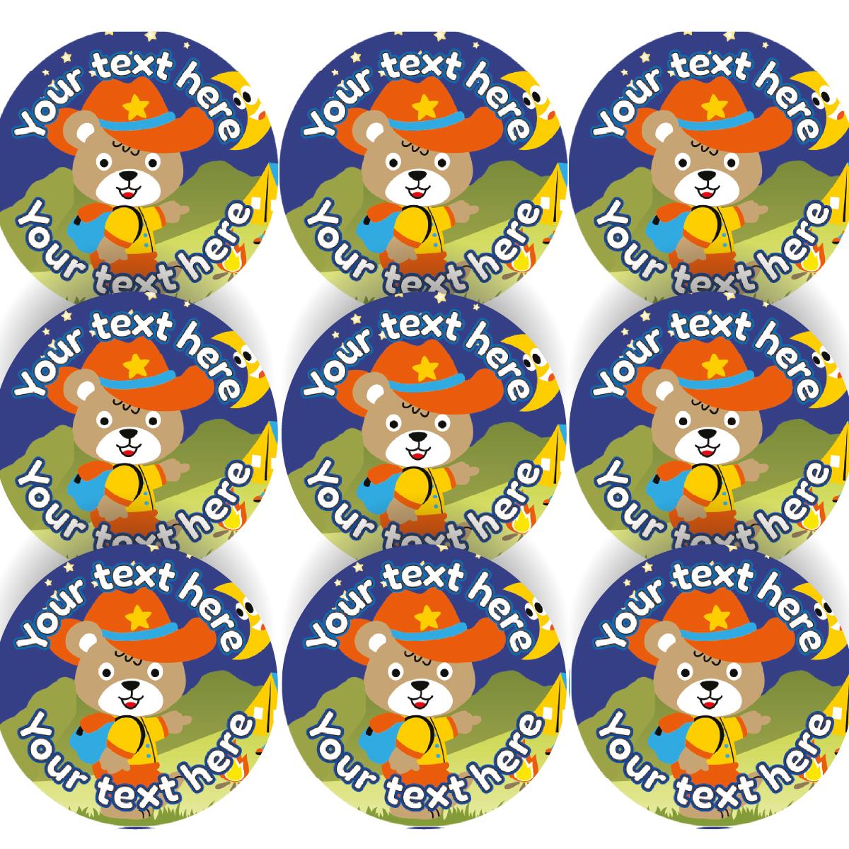 144 Personalised Camp Cubs 30mm Forest School Scout Reward Stickers for School Teachers, Parents and Nursery
