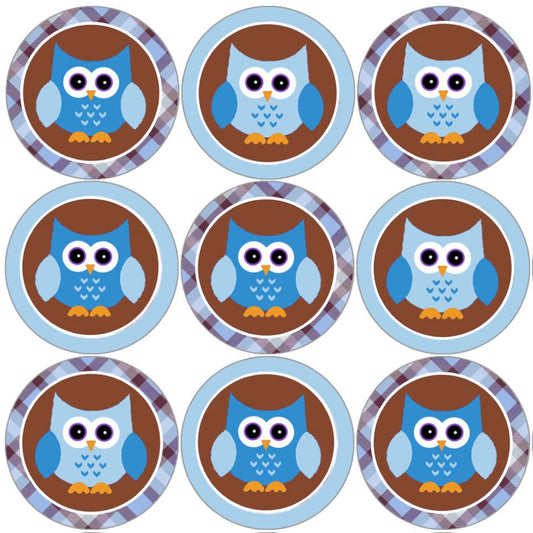 144 Blue Owl 30mm Round Children's Reward Stickers for Teachers, Parents and Party Bags