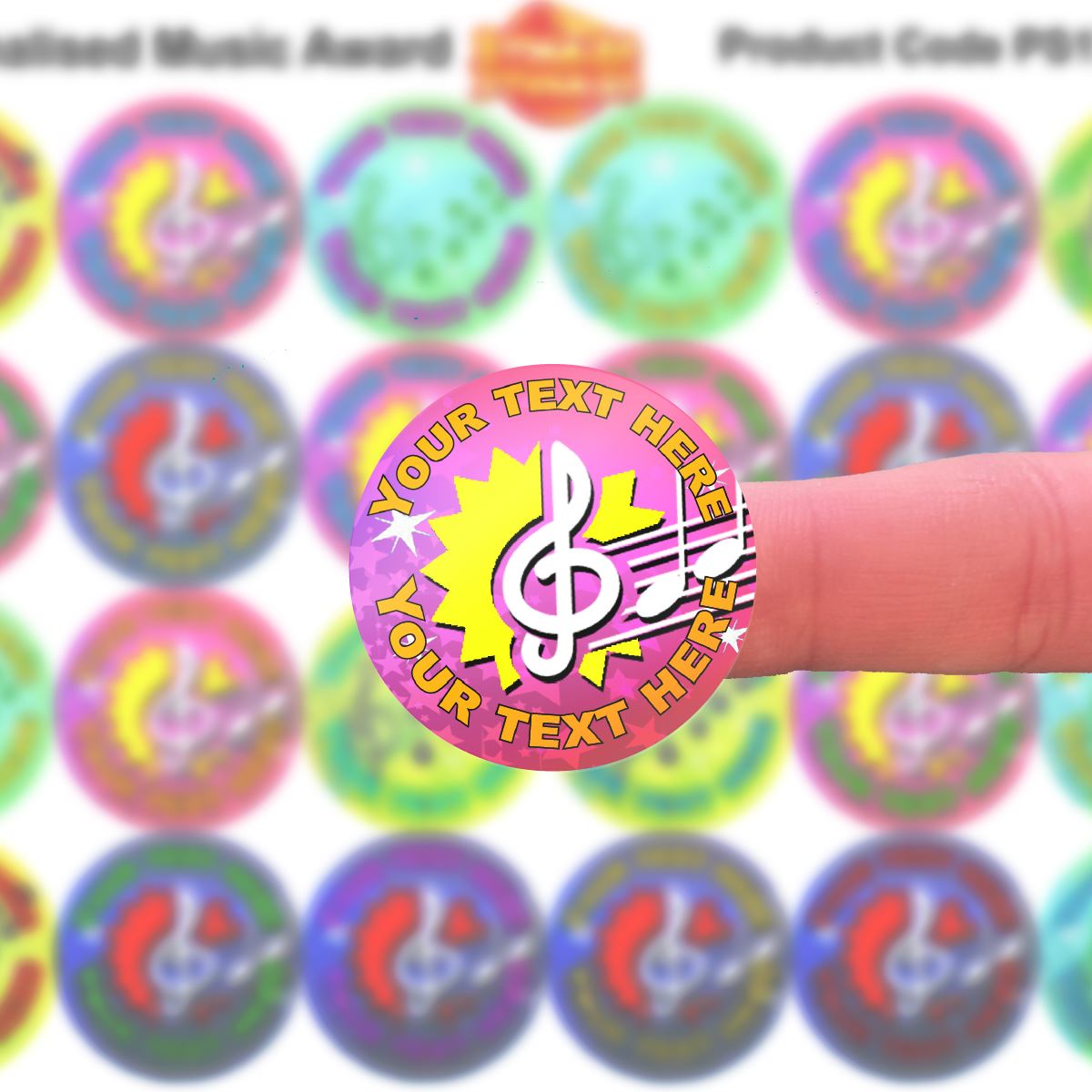 144 Personalised Music Awards 30mm Reward Stickers for School Teachers, Parents and Nursery