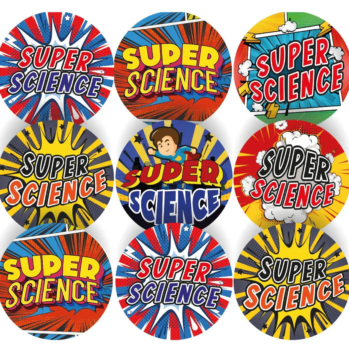 144 Superhero Science - 30mm - Glossy Reward Stickers for Teachers & P ...