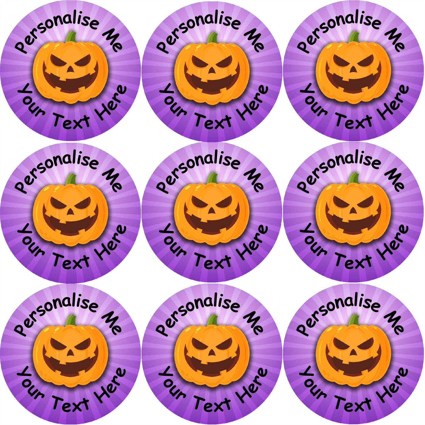 144 Personalised Purple Pumpkins 30mm Reward Stickers for School Teachers, Parents and Nursery
