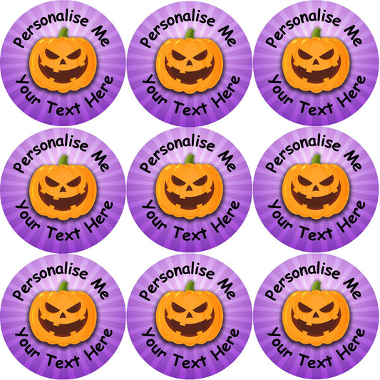 144 Personalised Purple Pumpkins 30mm Reward Stickers for School Teachers, Parents and Nursery