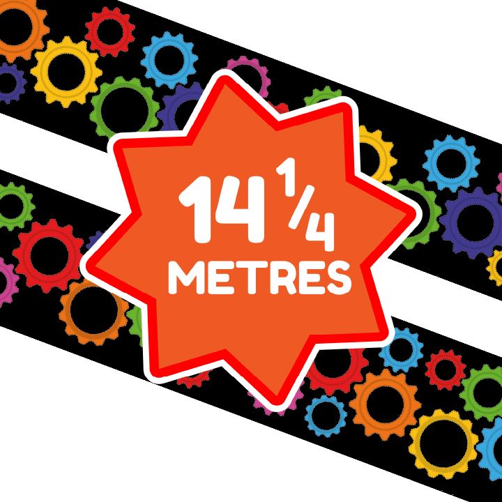 Colourful Cogs Classroom Trimmers 14.25m long Notice Board Display Borders