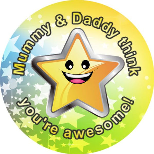 144 Mummy & Daddy's Superstar 30mm Reward Stickers for School Teachers, Parents and Nursery