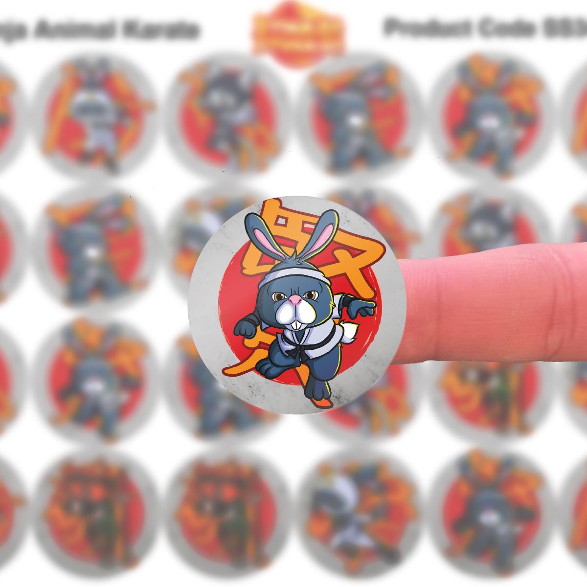 144 Karate Ninja Animals  - 30mm - Glossy Reward Stickers for Teachers & Parents