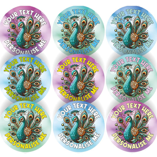144 Personalised Peacock Bird 30mm Reward Stickers for School Teachers, Parents and Nursery