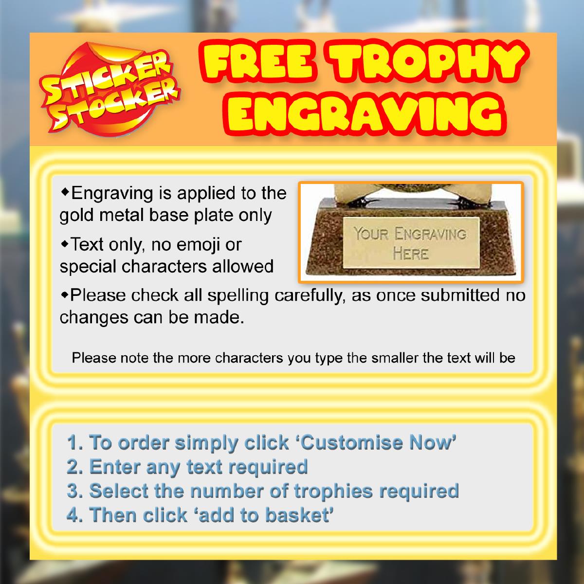 Spangled Star Award Trophy 17cm Plastic FREE engraving and Certificate