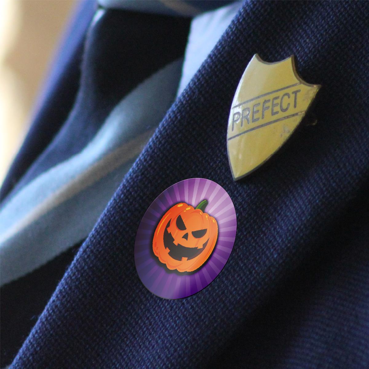 144 Purple Halloween Pumpkins 30mm Round Children's Reward Stickers for Teachers, Parents and Party Bags