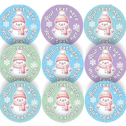 144 Personalised Christmas Snowman 30mm Christmas Reward Stickers for School Teachers, Parents and Nursery