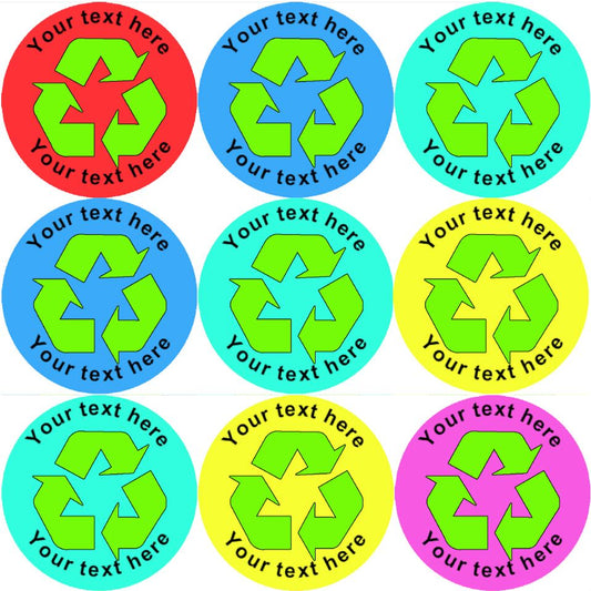 144 Recycle Personalised 30mm Reward Stickers for School Teachers, Parents and Nursery