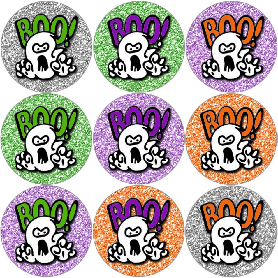144 Boo Halloween Ghost 30mm Round Children's Reward Stickers - Teachers or Parents