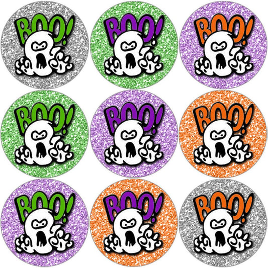 144 Boo Halloween Ghost 30mm Round Children's Reward Stickers - Teachers or Parents