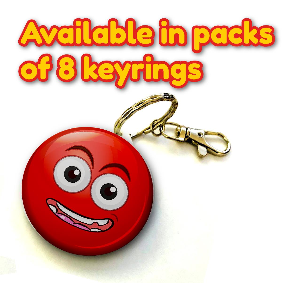 Red Clown Nose Keyring 38mm  (Pack of 8 Key Rings - 38mm)