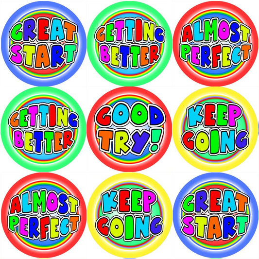 144 Almost Perfect Praise Words 30mm Stickers for Teachers, Parents and Party Bags