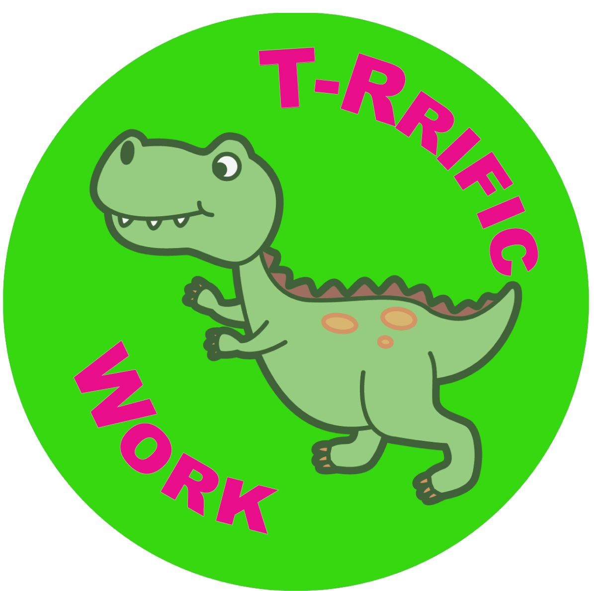 144 T-Rrifick Work Dinosaur 30mm Round Children's Reward Stickers for Teachers or Parents