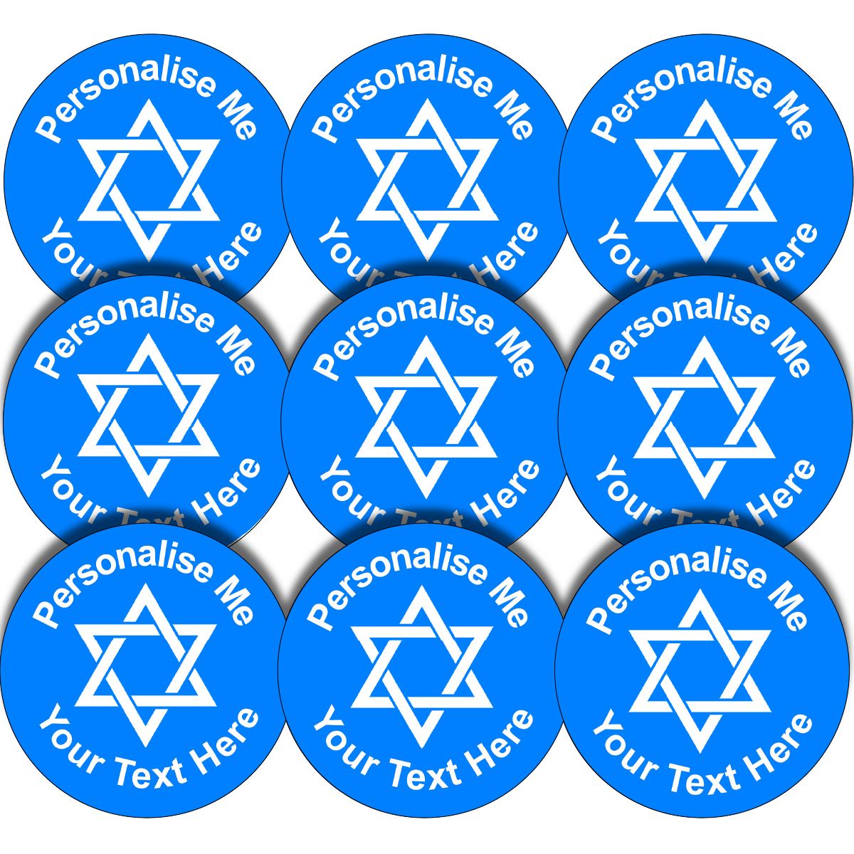 144 Personalised Star of David 30mm Jewish Reward Stickers for School Teachers, Parents and Nursery