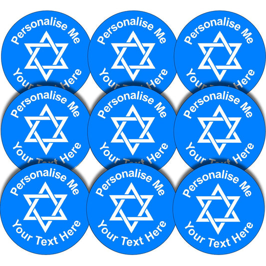 144 Personalised Star of David 30mm Jewish Reward Stickers for School Teachers, Parents and Nursery