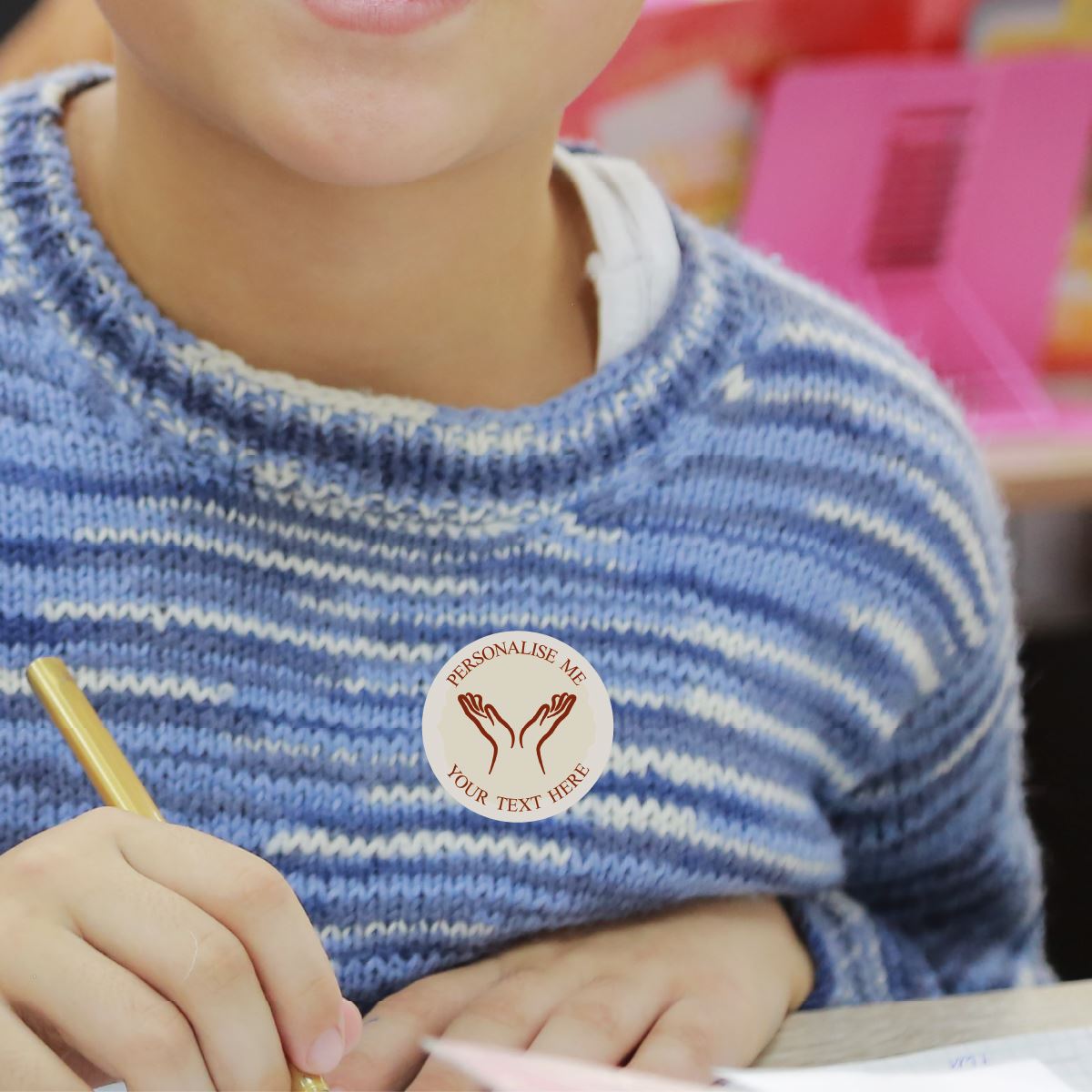 144 Hands Personalised 30mm Reward Stickers for School Teachers