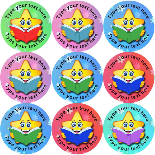 144 Personalised Reading Star 30mm Reward Stickers for School Teachers, Parents and Nursery
