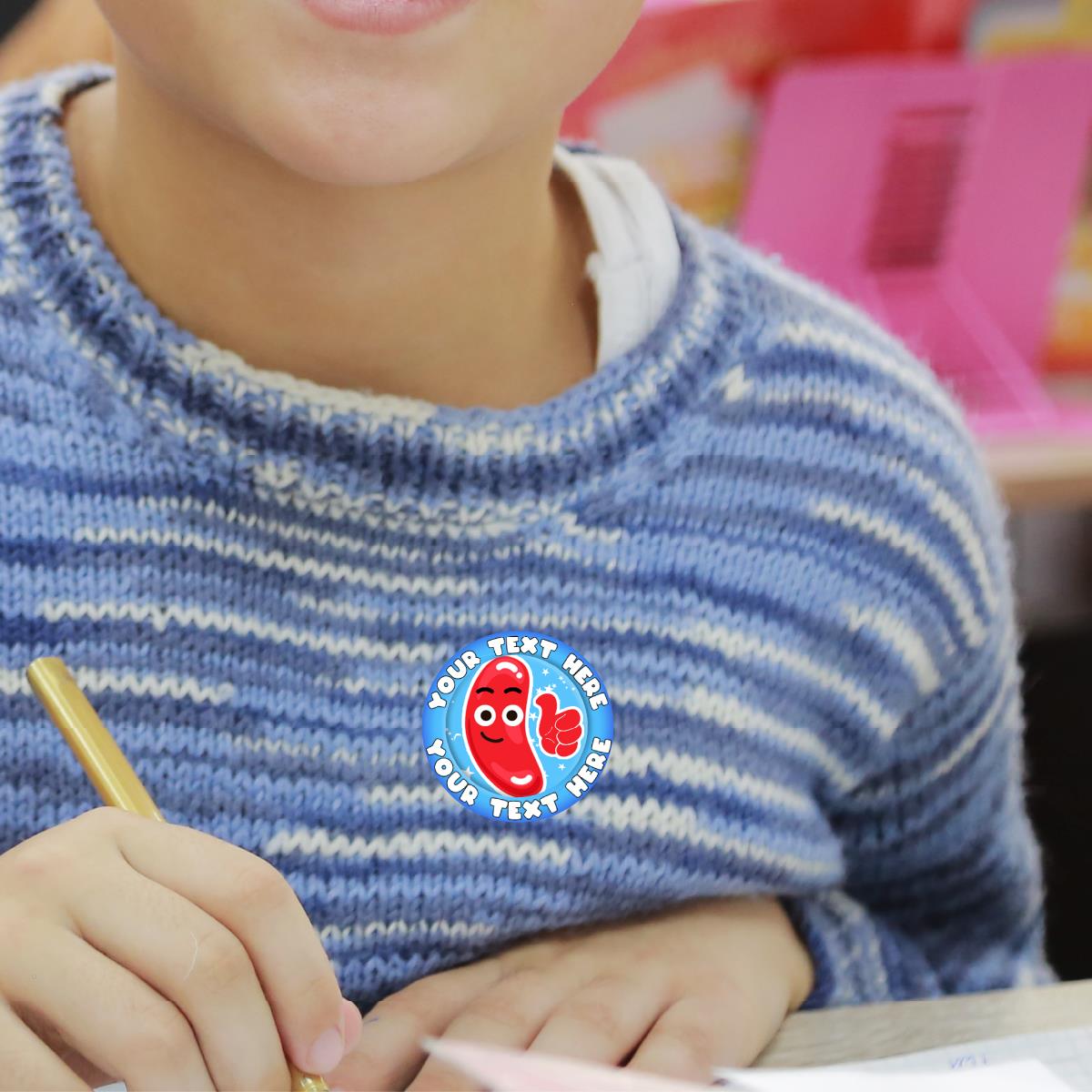 120 Cool Beans Jellybean Scented Personalised Stickers - 30mm - School Teachers Parents