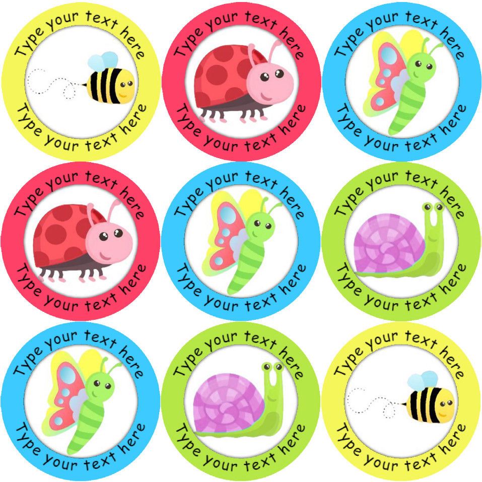 144 Personalised Summer Bugs 30mm Reward Stickers for School Teachers, Parents and Nursery