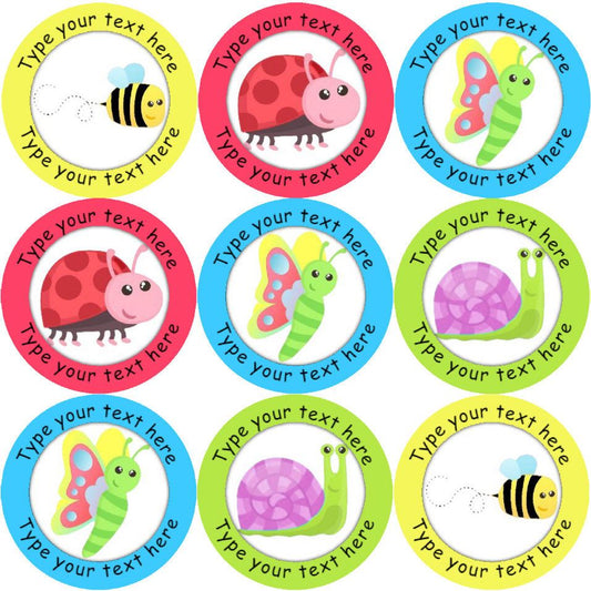 144 Personalised Summer Bugs 30mm Reward Stickers for School Teachers, Parents and Nursery
